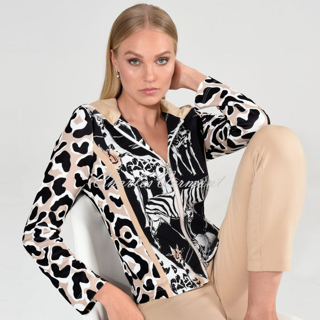I'cona Animal Print Hooded Zip Jacket Style 671936018190 Charles