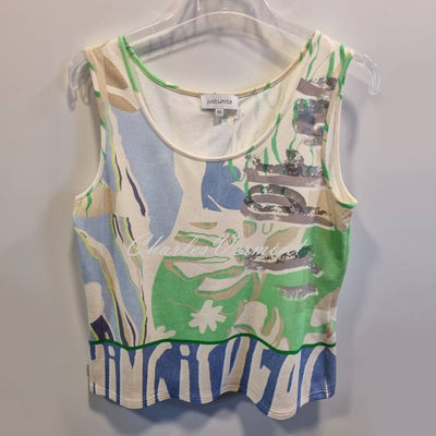 Just White Printed Camisole Top with Silver Foil Detail - Style J4361