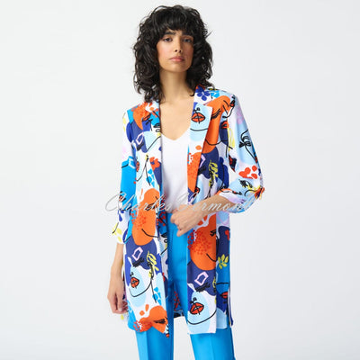 Joseph Ribkoff Face Print Longline Blazer Jacket - Style 241146