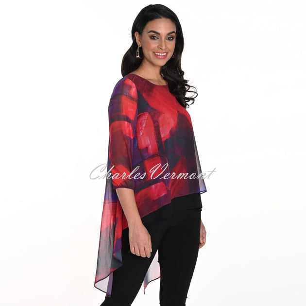 Frank Lyman Double Layer Chiffon Blouse Hibiscus 176335 main image 1