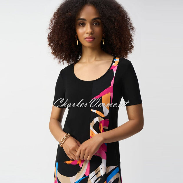 Joseph Ribkoff Dresses - Abstract Print Stretch Poplin Trapeze Dress FINAL SALE ITEM