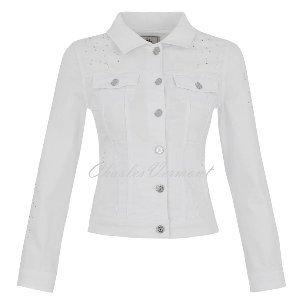 Dolcezza 'White is White' Jean Jacket with Silver Stud Detail