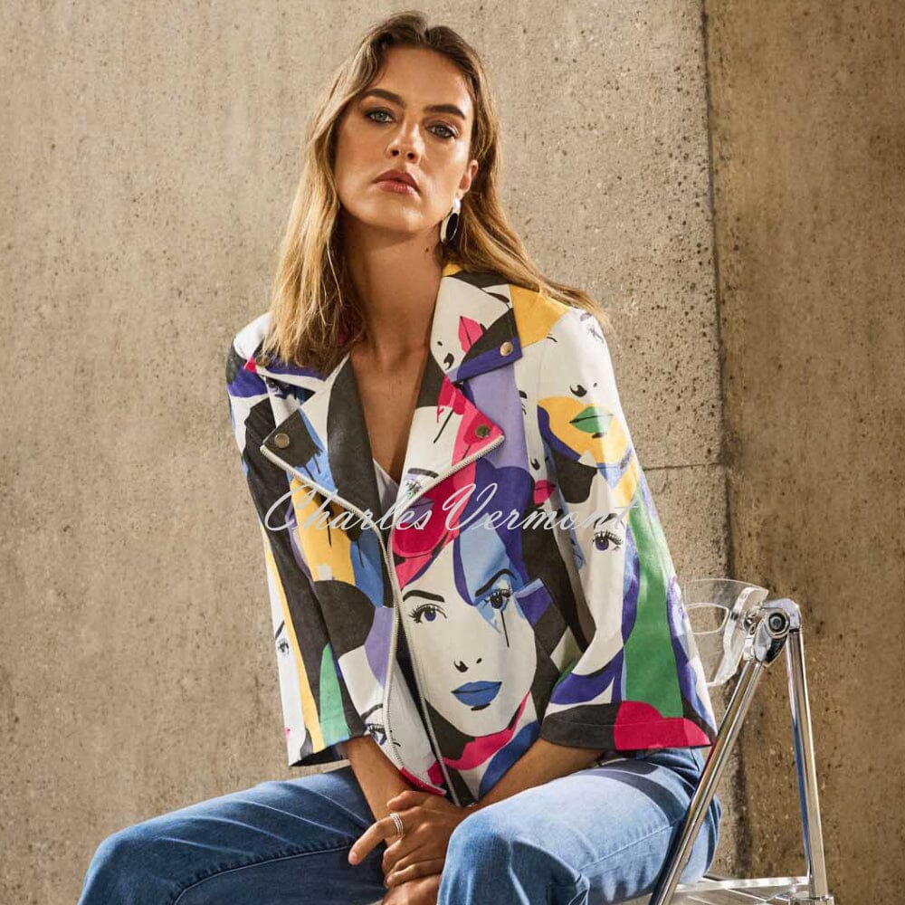 Joseph Ribkoff Face Print Trapeze Jacket - Style 251909 | Charles