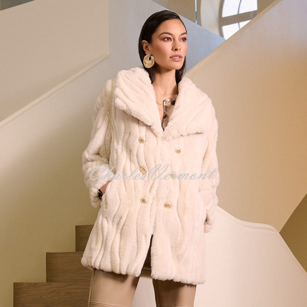 ⭐︎Na.e Reversible Fur Coat_White コート Joseph Ribkoff Textured Faux Fur Coat - Style 254908 | Charles
