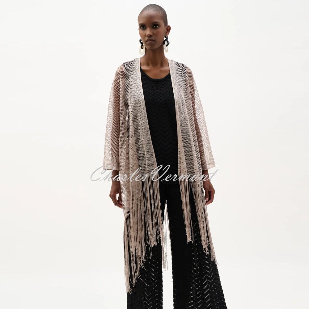 Joseph Ribkoff Open Stitch Draped Cover Up With Fringe Hem - Style
