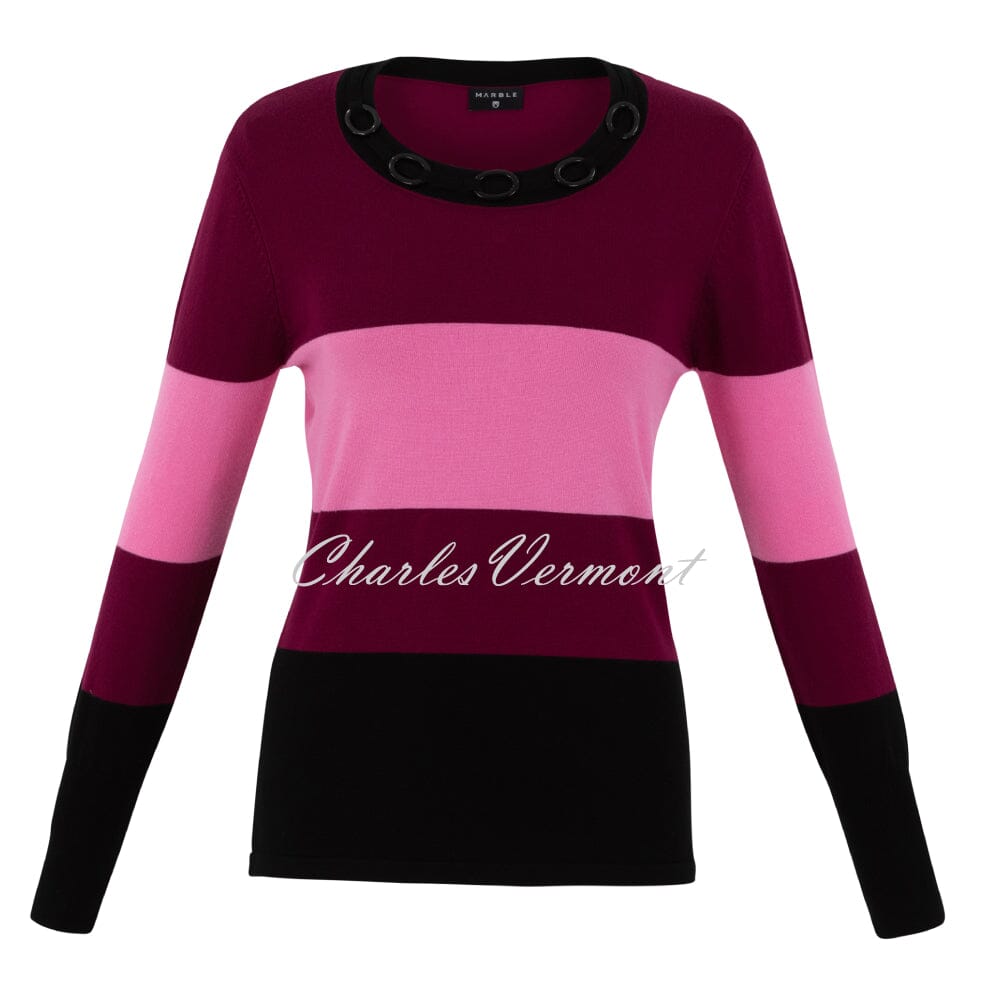Marble Striped Sweater Style 6325-207 (Berry Light Pink Black)