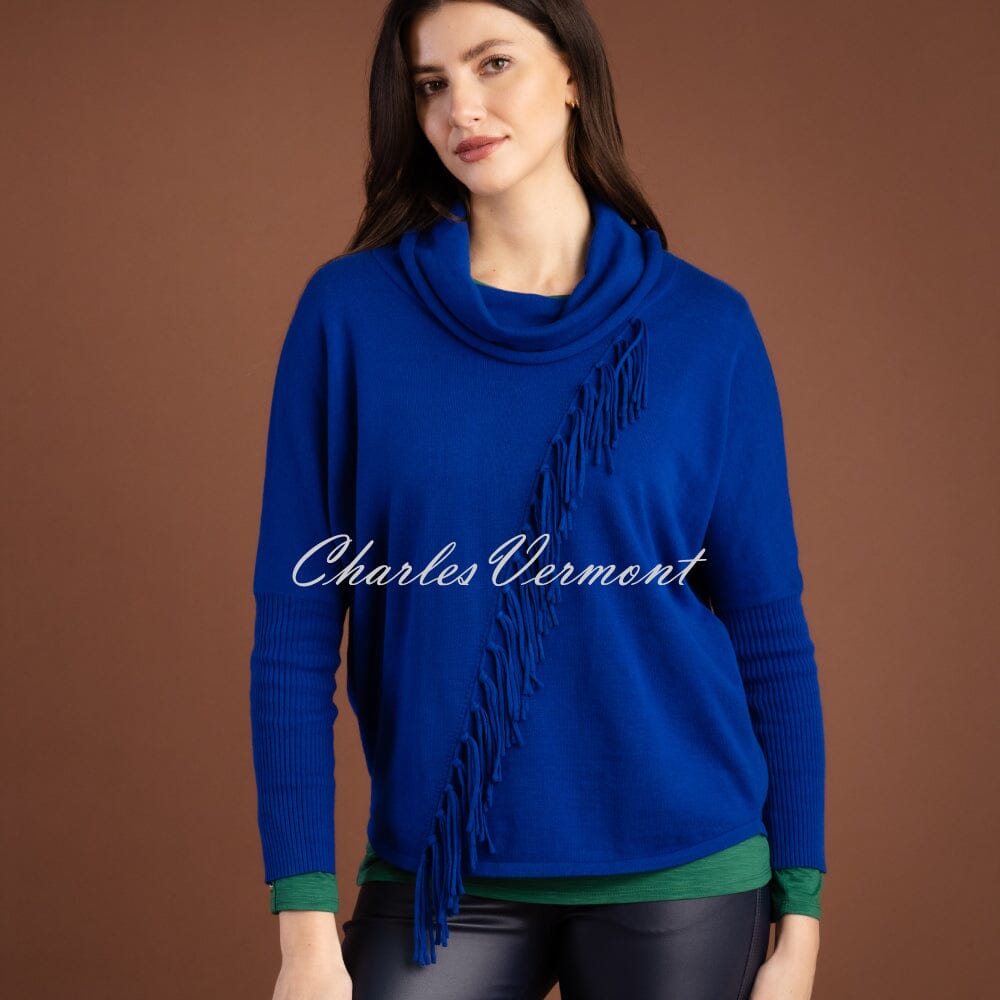 Marble Fringe Detail Sweater Style 6373 210 Royal Blue