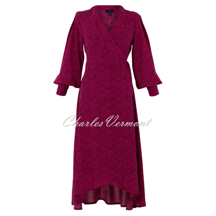 Marble Printed Wrap Dress - Style 7152-206 (Dark Pink)