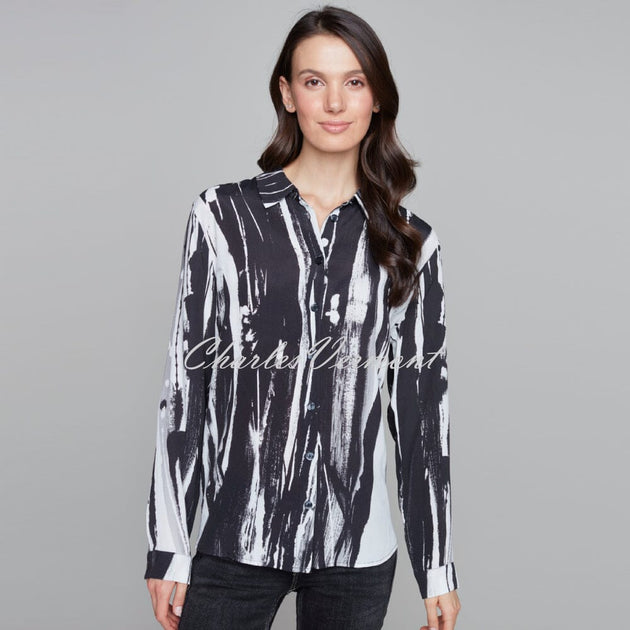 Claire Desjardins Breezy Black Periwinkle Blue Top 91744 main image 1