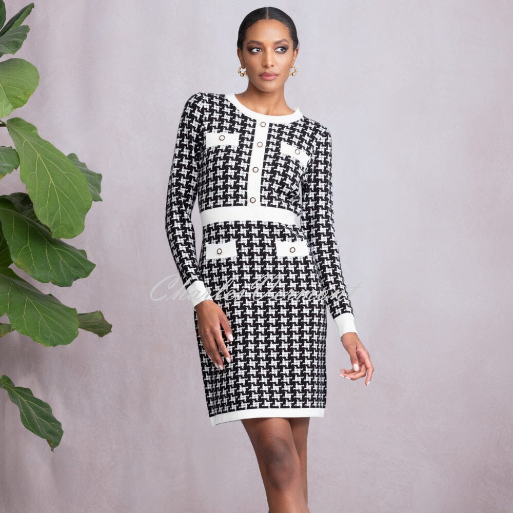 Alison Sheri Houndstooth Knit Dress - Style A46392 | Charles Vermont Charles Vermont Limited Alison Sheri Houndstooth Knit Dress - Style A46392 | Charles Vermont Charles Vermont Limited