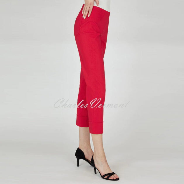 Robell Bella 09 Slim Leg Pull On Trouser With Turn Up Mid Blue 600