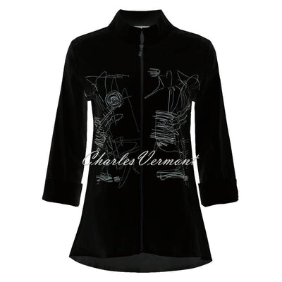 EverSassy Blouse with Silver Diamante Detail - Style 12603 (Black)