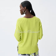Joseph Ribkoff V-Neck Lightweight Sweater Top - Style 231944 (Exotic Lime)