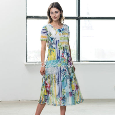 Alison Sheri Striped Floral Dress - Style A41045