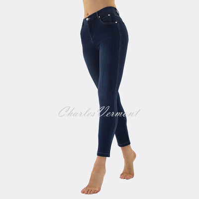 Marble Cropped Leg Skinny Jean – Style 2406-183 (Dark Denim Blue)