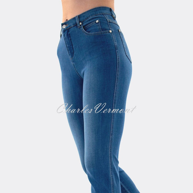 パンツ marble blue skinny denim Marble Full Length Straight Leg Jean – Style 2408-184 (Mid Denim
