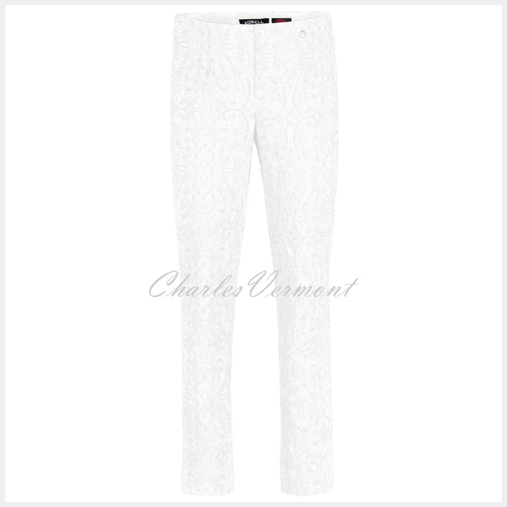 Robell Marie Full Length Trouser 51412-54145-10 (White Jacquard)