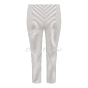 Robell Rose 07 Super Slim Fit Stripe Capri Trouser 51569-54375-14 (Beige / White)