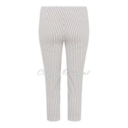 Robell Rose 07 Super Slim Fit Stripe Capri Trouser 51569-54375-14 (Beige / White)