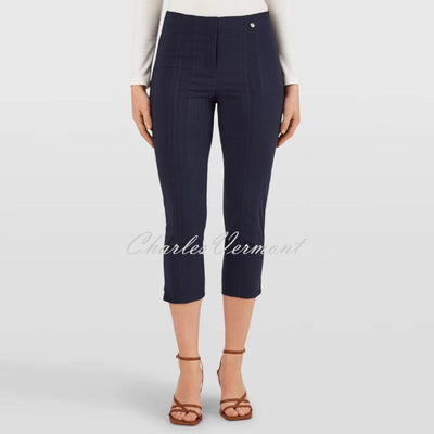 Robell Marie 07 Seersucker Capri Trouser 51576-54554-69 (Navy)