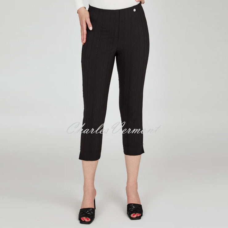 Robell Marie 07 Seersucker Capri Trouser 51576-54554-90 (Black)
