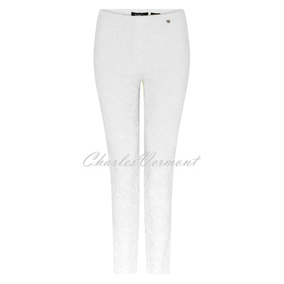 Robell Rose 09 – 7/8 Cropped Super Slim Trouser 51527-54401-10 (White Leaf Jacquard)