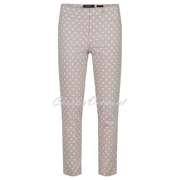 Robell Bella 09 - 7/8 Cropped Trouser Polka Dot 51560-54570-14 (Beige)