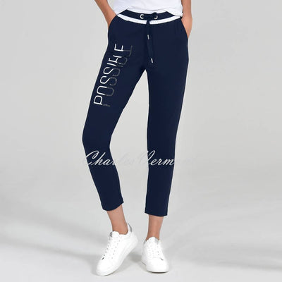 I'cona 7/8th 'Possible' Jogger Trouser With Rhinestone Detail- Style 61047-60052-69 (Navy)