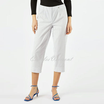 Robell Marie 07 Stripe Capri Trouser 51659-54370-920 (Light Grey)