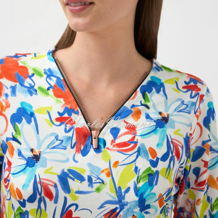 Tinta 'Cupina' Abstract Print Zip Top - Style 3810745