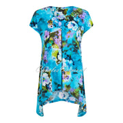  Tia Abstract Floral Print Top With Handkerchief Hemline - Style 74917-7815-70