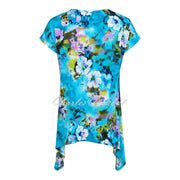  Tia Abstract Floral Print Top With Handkerchief Hemline - Style 74917-7815-70