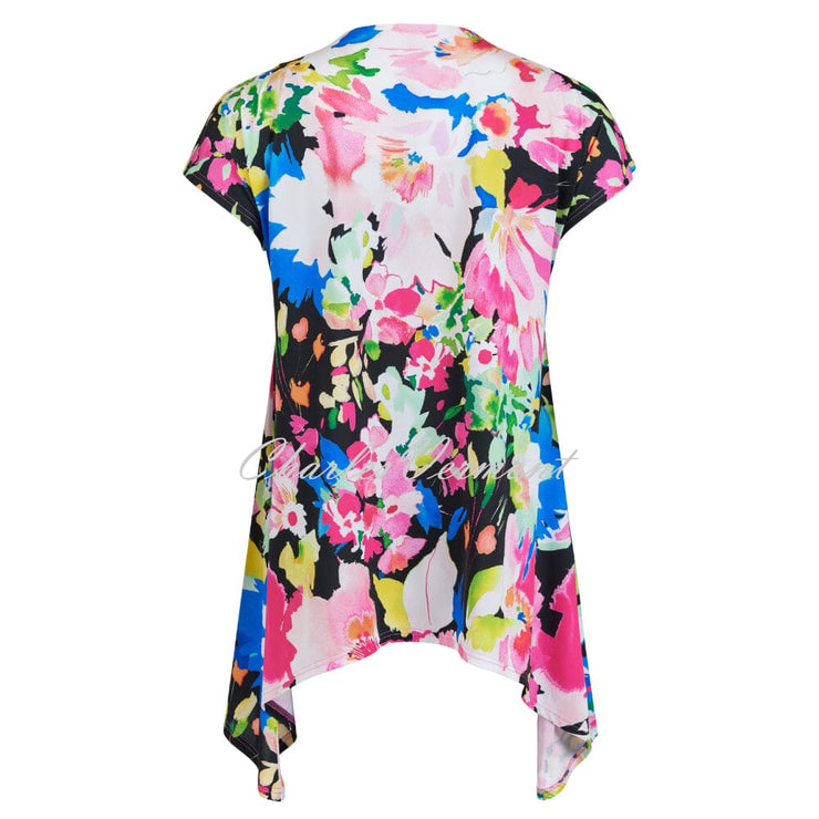 Tia Floral Print Top With Handkerchief Hemline - Style 74917-7824-90