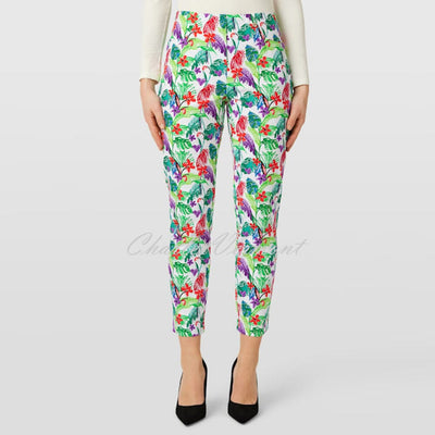 Robell Bella 09 - 7/8 Cropped Trouser - Style 51560-5633-10 (Abstract Floral Print)