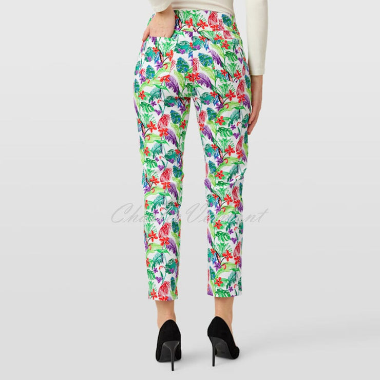 Robell Bella 09 - 7/8 Cropped Trouser - Style 51560-5633-10 (Abstract Floral Print)