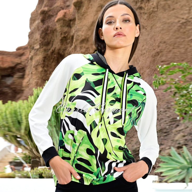 I'cona Tropical Palm Leaf Hooded Sweater - Style 64323-60291-820