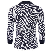 Tia Geometric Print Blouse Top with Ruched Front Detail - Style 730787948-69