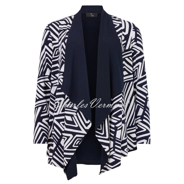 Tia Geometric Print Waterfall Style Cover-Up Jacket - Style 77615-7948-69