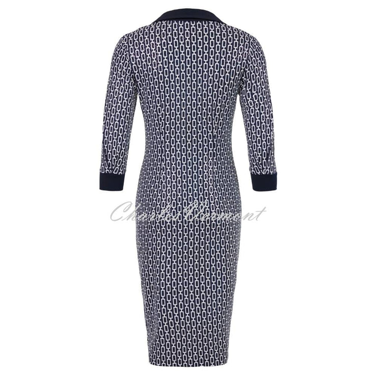 Tia Geometric Print Button Effect Dress with Shimmer Sequin Print - Style 78903-7943-69