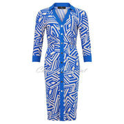 Tia Geometric Print Dress with Mock Button Front - Style 78903-7948-65