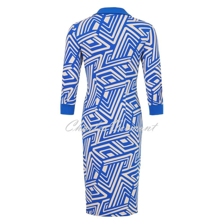 Tia Geometric Print Dress with Mock Button Front - Style 78903-7948-65
