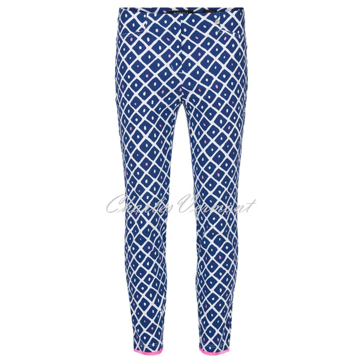 Robell Rose 09 - 7/8 Cropped Slim Fit Trouser - Style 51611-5666-69 (Geometric Print)