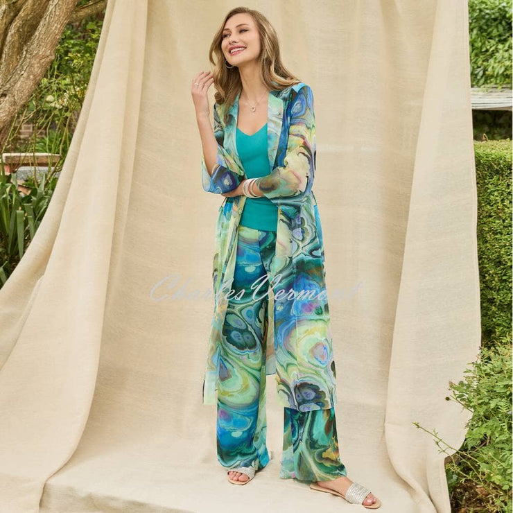 Tia Abstract Print Chiffon Trouser - Style 71251-7954-76