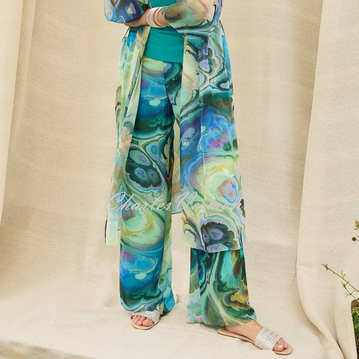 Tia Abstract Print Chiffon Trouser - Style 71251-7954-76