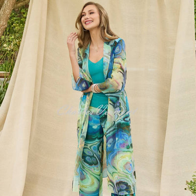 Tia Abstract Print Chiffon Duster Cover Up Jacket - Style 77645-7954-76