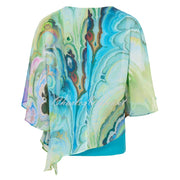 Tia Top with Abstract Print Chiffon Overlay - Style 73085-7954-7304