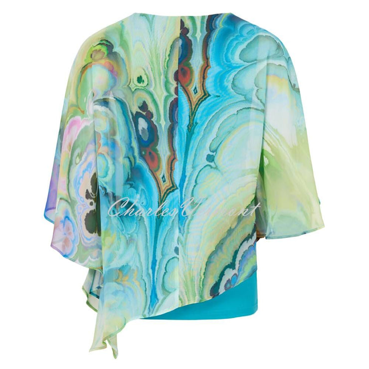 Tia Top with Abstract Print Chiffon Overlay - Style 73085-7954-7304