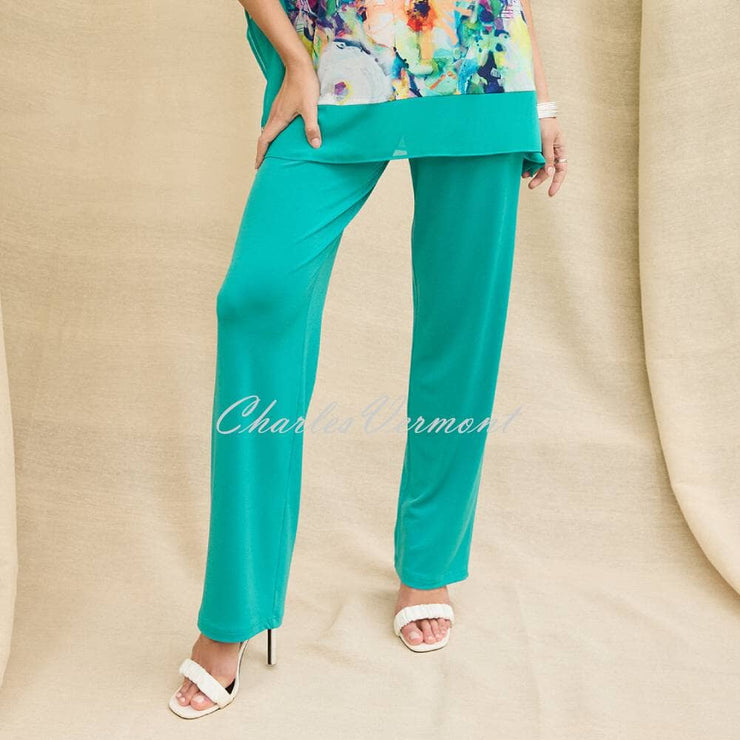 Tia Wide Leg Trouser - Style 71179-7093-7304 (Aqua)