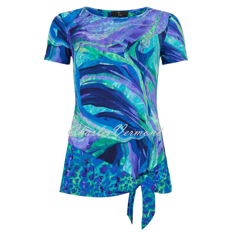 Tia Printed Top with Knot Tie Hem - Style 73089-7964-76
