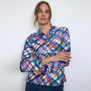 Tinta 'Irene' Abstract Plaid Print Jersey Blouse - Style 3859414